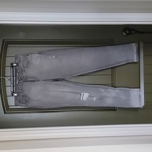 INC Denim, gray, distressed boyfriend cut, straight leg jeans